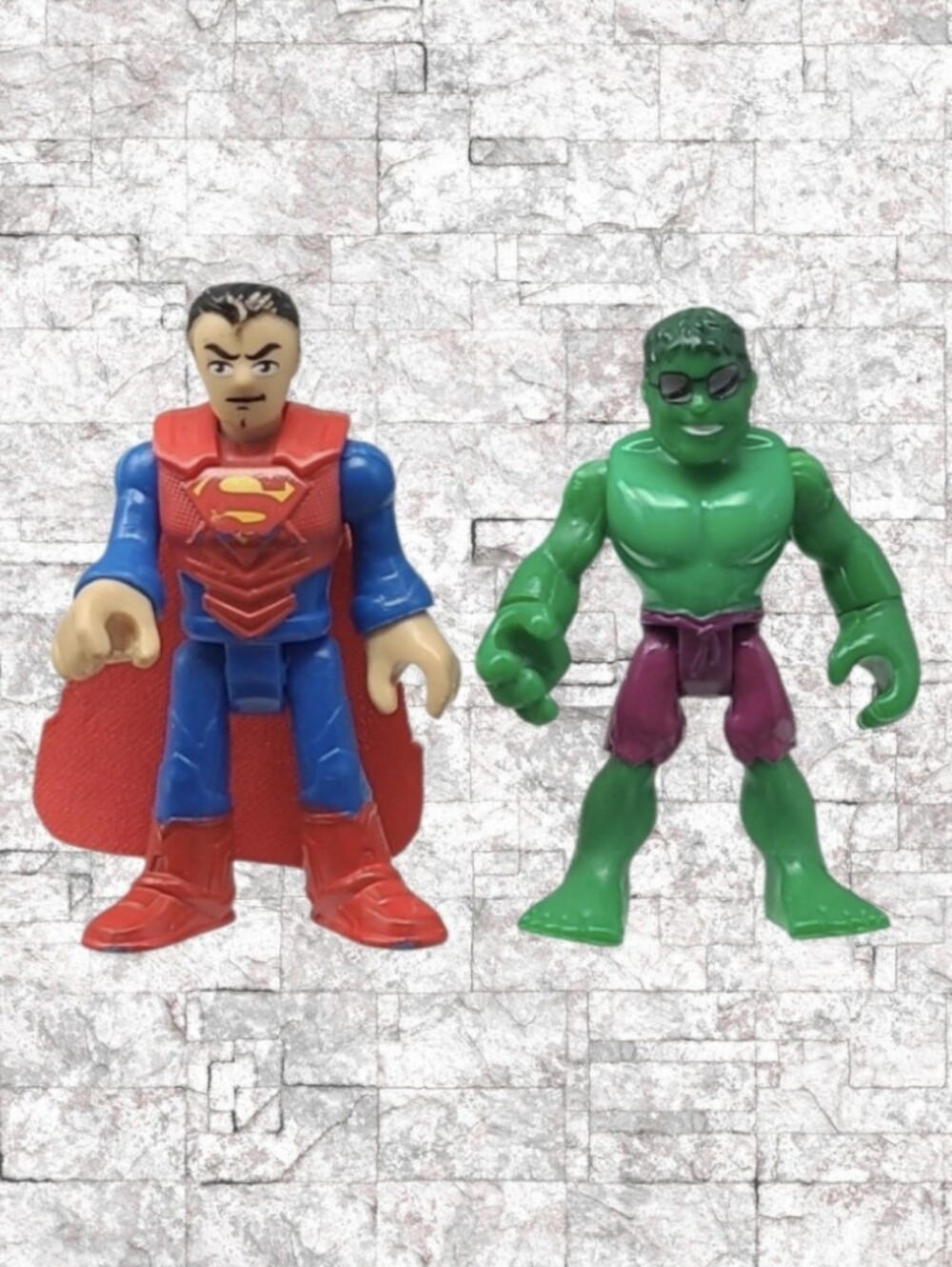 2 IMAGINEXT SUPER HERO FIGURES 2016 SUPERMAN AND 2010 THE HULK